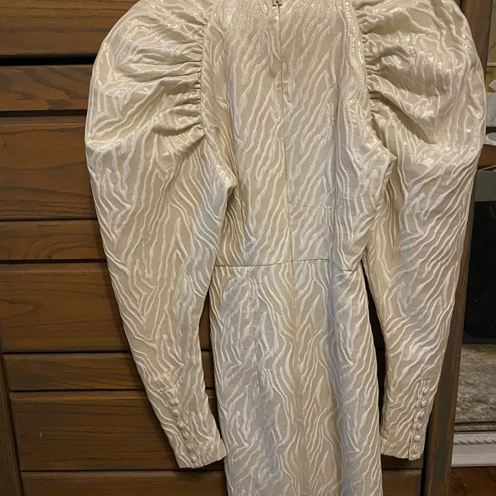 NWOT ROTATE Birger Christiansen Cream Kim Dress with Puff Sleeves - Picture 7 of 11